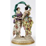 VOLKSTEDT, GERMAN PORCELAIN FIGURE GROUP, C.  1920, H 12 3/4", W 7": Depicting two women  dancing.