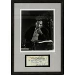 TENNESSEE WILLIAMS SIGNED CHECK AND BLACK AND  WHITE PHOTOGRAVURE, C1948, H 16", W 9":  Includes a