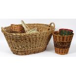 AMERICAN INDIAN HAND-WOVEN BASKETS 6 L 30" - 11"  ETC: [A] Antique Basket in Good Condition, 15"