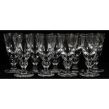 STEUBEN GLASS WATER GOBLETS, NINE, H 6 3/4",  PATTERN #7877: Includes a set of 9 water  goblets by