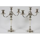 WHITING STERLING THREE-LIGHT CANDELABRA, PAIR H  15 1/2", W 14": Marked "Frank M. Whiting  Company