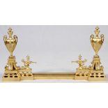 FRENCH NEOCLASSICAL STYLE FIRE GRATE & CHENET  SET, 3 PCS, H 20" L 43" OVERALL: Including a  pair