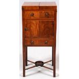 ENGLISH MAHOGANY SEWING CABINET, 19TH C., H  35'', W 15 3/4'', D 14'': Having a butterfly  hinge