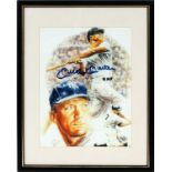 MICKEY MANTLE SIGNED LITHOGRAPH, H 10.5", L  8.25": Framed and matted under glass. CSC  hologram.