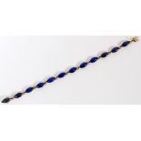 LAPIS LAZULI & 14KT GOLD LADY'S BRACELET, L 7  5/8": 14kt yellow gold lady's bracelet,  featuring