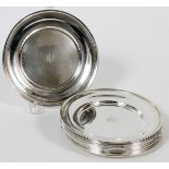 CONCORD SILVER CO. STERLING MONOGRAMMED PLATES,  C. 1930, TEN, DIA 6": A set of 10 sterling  plates