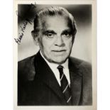 BORIS KARLOFF AUTOGRAPHED BLACK AND WHITE PHOTO,  H 7", W 5": Boris Karloff autographed black and