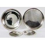 AMERICAN STERLING TRAYS & PLATES, FOUR PIECES,  DIA 6"-10": Sterling silver serving pieces  include