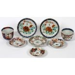 JAPANESE IMARI & CHINESE PORCELAIN TABLEWARE,  LATE 19TH-EARLY 20TH C., 8 PCS, DIA 3 3/4"-4  5/8":