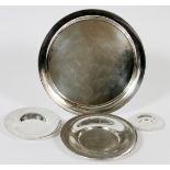 AMERICAN STERLING PLATES, 20TH C., FOUR, DIA 3  1/8"-10": Including two Richard Dimes sterling