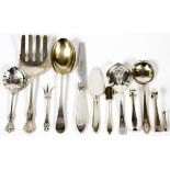 AMERICAN STERLING SERVING PIECES & ENGLISH SUGAR  TONGS, TWELVE PIECES: American sterling silver