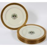 LENOX PORCELAIN DINNER PLATES, EIGHT, DIA 10  1/2", PATTERN S19: A set of 8 plates, each is