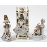 LLADRO PORCELAIN FIGURES OF GIRLS, THREE, H  7"-10 3/4": Including "Bathing Beauties",  #6457; "