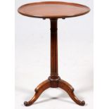 ENGLISH MAHOGANY SIDE TABLE, 19TH C., H 27'' DIA  20'': Raised on a tri-legged pedestal base,  with