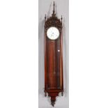 ENGLISH CATHEDRAL STYLE MAHOGANY WALL CLOCK, H  58", W 10", LONSDALE & SNELLING: A cathedral  style