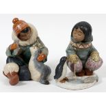 LLADRO GRES FIGURES, TWO, H 8": Including  "Little Fisherman", #12259, and "Cold Weather