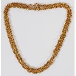 14KT YELLOW GOLD NECKLACE, L 23 1/2": Not  marked. Weighs approximately 16 grams.