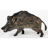 AUSTRIAN BRONZE FIGURAL WILD BOAR [1] H 8.5MM L  14.5MM: Hand Painted.