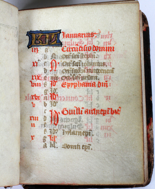 XV CENT ILLUSTRATED MANUSCRIPT H 3 7/8": Horae  B. V. M. ad usum Parisiis cum calendario. - Image 4 of 6