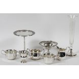 AMERICAN STERLING TABLE WARE, EIGHT PIECES, H  2"-10 1/2": Two sets of creamers and sugars;  one