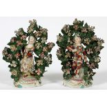 ENGLISH CHELSEA STYLE PORCELAIN FIGURES, EARLY  19TH C., PAIR, H 5 1/2": Includes a young boy  and