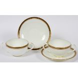 CAULDON, ENGLISH PORCELAIN CREAM SOUP BOWLS, 21  PIECES [TEN SETS]: Having fired gold borders  and