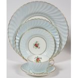 MINTON 'DAWN-BLUE' PORCELAIN DINNER SET, 51  PIECES [SERVICE FOR TWELVE]: The Minton  porcelain