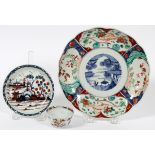 JAPANESE IMARI & CHINESE PORCELAIN PLATES & CUP,  19TH C., DIA 5 1/2" & 8 1/2": Including one