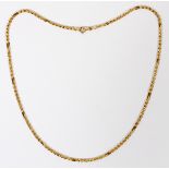14KT YELLOW GOLD NECKLACE, L 17": Stamped  "585". Bar form spacers. Weighs approximately 6  grams.