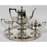 LAWRENCE B. SMITH CO. SILVER PLATE COFFEE SET,  20TH C., 4 PCS: Including one coffee pot at H.  9