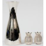 TIFFANY & COMPANY STERLING TABLEWARE, THREE, H 1  1/2" & 8 1/2": Including one vase, H. 8 1/2",