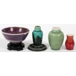 JOHN FOSTER [MICHIGAN, 20TH C.], PORCELAIN  MINIATURES, FOUR PIECES, H 2 1/2"-4": Including  four