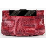 JACOMO PARIS LIZARD SKIN SHOULDER BAG WITH ART  DECO STYLE CLASP, W 9 1/2": Lizard skin bag  dyed in