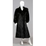 LADY'S MINK FUR COAT, H 49" W 20 1/2", HUDSON'S  FUR SALON: A lady's black mink fur coat;  measuring