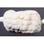 WHITE MINK MUFF, L 14": No labels.