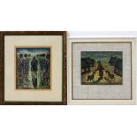 SIMON NATAN KARCZMAR [1903-1982], WATERCOLORS, H  6"-7 1/2" W 6 1/4"-9 1/2", EVENING SCENES: Both