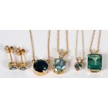 GOLD CHAIN & PENDANTS: Including four very fine  gold chain pendants with [left to right as seen  in