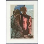 HASHIMOTO [JAPANESE] LITHOGRAPH, 1983, H 22" W  15", TWO FIGURES: Pencil signed at the lower  right,