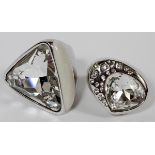 SWAROVSKI CRYSTAL STATEMENT RINGS, TWO:  Including 1 teardrop crystal with bead accents,  size 7,