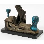 DONN ENGER [AMER. 20TH C], WOOD AND BRONZE  ABSTRACT SCULPTURE, C1970, H 7", W 10":  Abstract