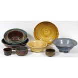 JOHN FOSTER [MICHIGAN, 20TH C.], STONEWARE  BONSAI POTS, NINE PIECES: Stoneware pots made  for