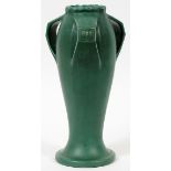 AUSTRIAN ARTS & CRAFTS POTTERY VASE, EARLY 20TH  C., H 11", W 5": A tri-handled baluster form  vase,