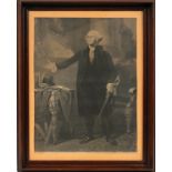 ETCHING AFTER GILBERT STUART H 18 1/2" W 13"  GEORGE WASHINGTON: After Gilbert Stuart. Walnut  frame