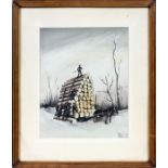 ROBERT IRWIN, AMERICAN WATERCOLOR, 1939, H 16",  W 12", LOGGING SCENE: Signed and dated lower