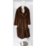 LAZARE' LADIES BROWN SHADOW MINK COAT L 46":  Full length mink fur coat. With a high collar.  Size