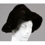 DITTRICH FURS MINK LADY'S HAT: Dark brown.  Labeled: Dittrich.
