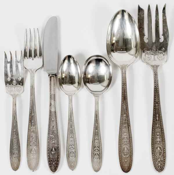 INTERNATIONAL 'WEDGWOOD' STERLING FLATWARE SET,  C. 1930, 48 PCS: International sterling partial