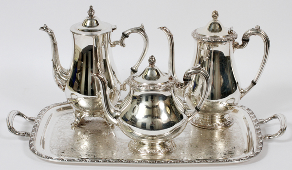 ONEIDA SILVER PLATE AND OTHER SILVER PLATE:  Oneida Silver plate covered creamer, sugar &  tray. A - Image 12 of 15