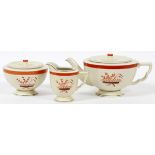 DANISH EARTHENWARE TEA SET, C. 1940, 3 PCS, H  4"-6": Including one tea pot, one covered  sugar, and