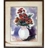 HAROLD COHN [AMERICAN, 1908-1982], WATERCOLOR,  1939, H 18" W 14", FLORAL STILL LIFE: Signed  and